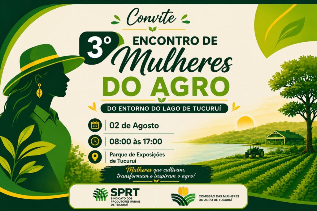 O 3º Encontro de Mulheres do Agro do Entorno do Lago de Tucuruí marca uma nova etapa na história do movimento feminino do agronegócio em nossa região. Nesta edição, o evento deixa de ser apenas uma iniciativa municipal e passa a reunir, de forma regional, representantes dos sete municípios do entorno do Lago de Tucuruí, fortalecendo a integração entre as mulheres do campo. O encontro reunirá produtoras rurais, pecuaristas, agricultoras, sucessoras familiares, empreendedoras, lideranças, representantes de sindicatos rurais, cooperativas, instituições e demais mulheres que atuam direta ou indiretamente no agronegócio, promovendo um espaço de conexão, troca de experiências e construção de parcerias. Com foco no fortalecimento do agro regional, o evento busca aproximar os municípios, incentivar a cooperação entre as lideranças femininas e ampliar o acesso ao conhecimento, às políticas públicas, à inovação e às oportunidades de desenvolvimento para as mulheres do campo. Mais do que um encontro, esta terceira edição representa a união do entorno do Lago de Tucuruí em torno de um propósito comum: fortalecer o protagonismo feminino, impulsionar o desenvolvimento regional e consolidar uma rede de mulheres que trabalham juntas por um agronegócio cada vez mais forte, integrado e sustentável.