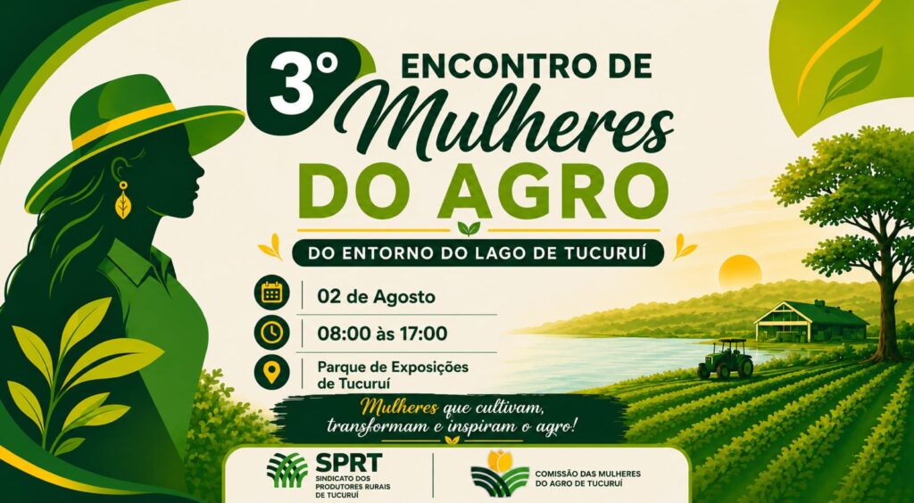 O 3º Encontro de Mulheres do Agro do Entorno do Lago de Tucuruí marca uma nova etapa na história do movimento feminino do agronegócio em nossa região. Nesta edição, o evento deixa de ser apenas uma iniciativa municipal e passa a reunir, de forma regional, representantes dos sete municípios do entorno do Lago de Tucuruí, fortalecendo a integração entre as mulheres do campo. O encontro reunirá produtoras rurais, pecuaristas, agricultoras, sucessoras familiares, empreendedoras, lideranças, representantes de sindicatos rurais, cooperativas, instituições e demais mulheres que atuam direta ou indiretamente no agronegócio, promovendo um espaço de conexão, troca de experiências e construção de parcerias. Com foco no fortalecimento do agro regional, o evento busca aproximar os municípios, incentivar a cooperação entre as lideranças femininas e ampliar o acesso ao conhecimento, às políticas públicas, à inovação e às oportunidades de desenvolvimento para as mulheres do campo. Mais do que um encontro, esta terceira edição representa a união do entorno do Lago de Tucuruí em torno de um propósito comum: fortalecer o protagonismo feminino, impulsionar o desenvolvimento regional e consolidar uma rede de mulheres que trabalham juntas por um agronegócio cada vez mais forte, integrado e sustentável.